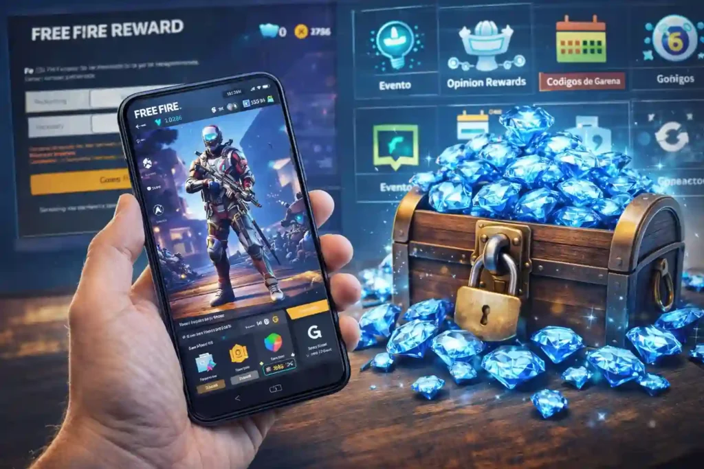 imagen central del articulo mostrando diamantes de free fire 