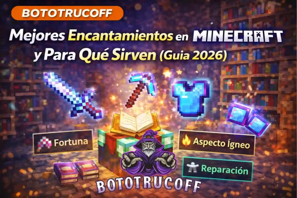 Mejores Encantamientos en Minecraft y Para Qué Sirven (Guía 2026) | Bototrucoff mejores encantamientos de minecraft